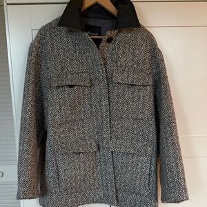 Madewell Black and Gray Utility Jacket  flap pockets   Body length 30 in